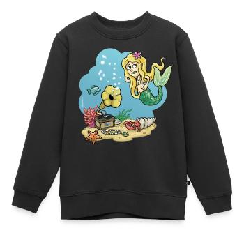 Meerjungfrau mit Grammophone, Unterwasserwelt - Kinder Premium Organic Sweatshirt - Schwarz - Vorne - AI Model Kid Female (0cm)