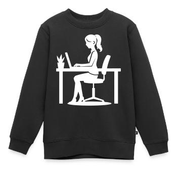 Travailleur Femme Ordinateur Job - Sweat Premium enfant bio - noir - Devant - AI Model Kid Female (0cm)
