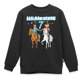Bibi & Tina Geburtsagsdesign Ich Bin Schon Sieben - Kinder Premium Organic Sweatshirt - Schwarz - Vorne - AI Model Kid Female (0cm)