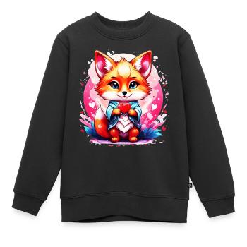 Kawaii Chibi Fuchs - Kinder Premium Organic Sweatshirt - Schwarz - Vorne - AI Model Kid Female (0cm)