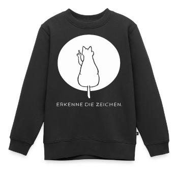 Katze Katzen Cat Kätzchen Mieze Mittelfinger - Kinder Premium Organic Sweatshirt - Schwarz - Vorne - AI Model Kid Female (0cm)