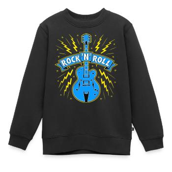 Guitar Rock 'N' Roll Banner - Kinder Premium Organic Sweatshirt - Schwarz - Vorne - AI Model Kid Female (0cm)