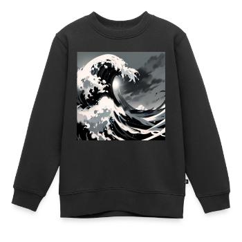 Vague de kanagawa, vague, illustration, Japon - Sweat Premium enfant bio - noir - Devant - AI Model Kid Female (0cm)