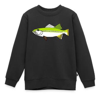 Truite - Sweat Premium enfant bio - noir - Devant - AI Model Kid Female (0cm)