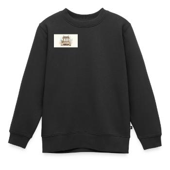 Pariser Café Aquarell Fassade - Kinder Premium Organic Sweatshirt - Schwarz - Vorne - AI Model Kid Female (0cm)