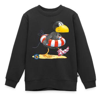 Der kleine Rabe Socke mit Schwimmreifen - Kinder Premium Organic Sweatshirt - Schwarz - Vorne - AI Model Kid Female (0cm)