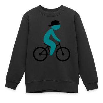 Ein Radfahrer fährt auf seinem Fahrrad - Kinder Premium Organic Sweatshirt - Schwarz - Vorne - AI Model Kid Female (0cm)