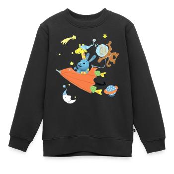 KiKANiNCHEN Fliegt Mit Schirm Durchs All - Kinder Premium Organic Sweatshirt - Schwarz - Vorne - AI Model Kid Female (0cm)