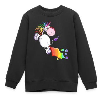 Einhorn lässt es krachen - Kinder Premium Organic Sweatshirt - Schwarz - Vorne - AI Model Kid Female (0cm)
