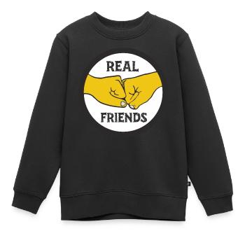 Real Friends - Wahre Freunde - Kinder Premium Organic Sweatshirt - Schwarz - Vorne - AI Model Kid Female (0cm)