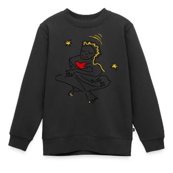 Christkind Yoga Herz Sterne - Kinder Premium Organic Sweatshirt - Schwarz - Vorne - AI Model Kid Female (0cm)