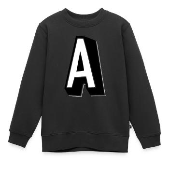 Lettre A - Alphabet A - Sweat Premium enfant bio - noir - Devant - AI Model Kid Female (0cm)