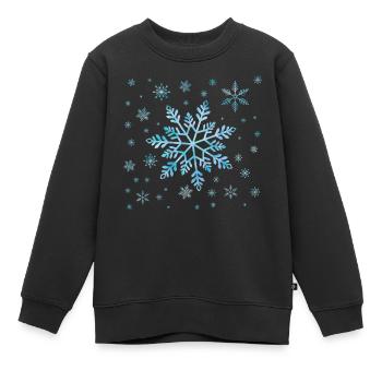 Flocons de neige et cristaux de glace - Sweat Premium enfant bio - noir - Devant - AI Model Kid Female (0cm)