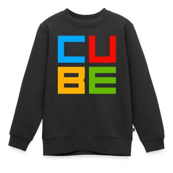 CUBE - Sweat Premium enfant bio - noir - Devant - AI Model Kid Female (0cm)