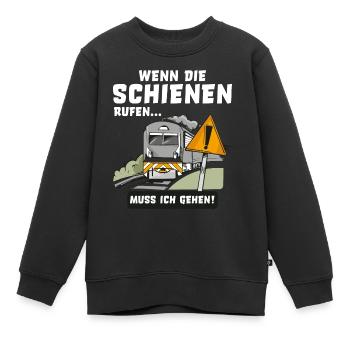 Zug Bahn Wenn die Schienen rufen muss ich gehen - Kinder Premium Organic Sweatshirt - Schwarz - Vorne - AI Model Kid Female (0cm)