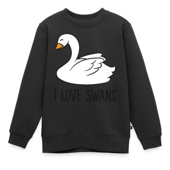Cute Swan Drawing I Love Swans Kids Love Swans - Sweat Premium enfant bio - noir - Devant - AI Model Kid Female (0cm)