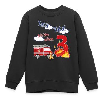 Tatü Tata! Ich bin schon 3 - Feuerwehr Geburtstag - Kinder Premium Organic Sweatshirt - Schwarz - Vorne - AI Model Kid Female (0cm)