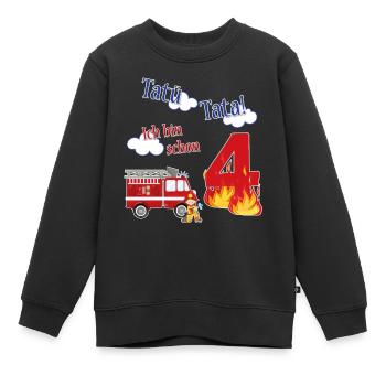 Tatü Tata! Ich bin schon 4 - Feuerwehr Geburtstag - Kinder Premium Organic Sweatshirt - Schwarz - Vorne - AI Model Kid Female (0cm)
