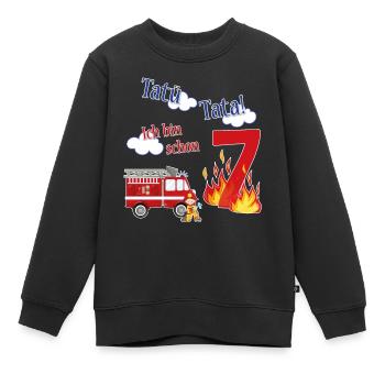 Tatü Tata! Ich bin schon 7 - Feuerwehr Geburtstag - Kinder Premium Organic Sweatshirt - Schwarz - Vorne - AI Model Kid Female (0cm)