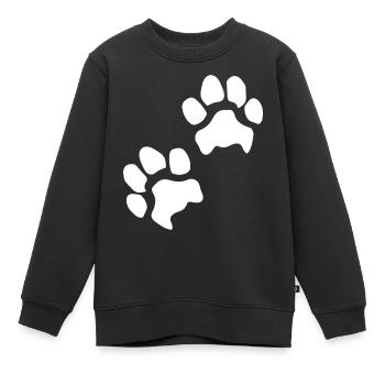 Empreintes de pattes pattes pattes chien chien - Sweat Premium enfant bio - noir - Devant - AI Model Kid Female (0cm)