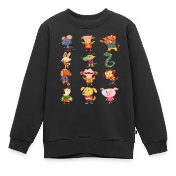 T-shirt pour enfants avec animaux de safari, animaux de ferme - Sweat Premium enfant bio - noir - Devant - AI Model Kid Female (0cm)