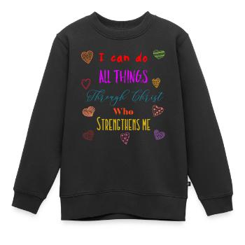 Jésus Jésus Jésus chrétien chrétien chrétien chrétien - Sweat Premium enfant bio - noir - Devant - AI Model Kid Female (0cm)
