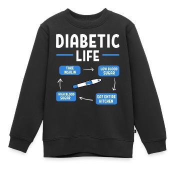 Diabetiker Insulin - Kinder Premium Organic Sweatshirt - Schwarz - Vorne - AI Model Kid Female (0cm)