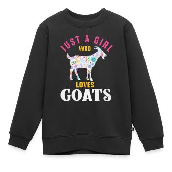 Juste une fille qui aime les chèvres - Sweat Premium enfant bio - noir - Devant - AI Model Kid Female (0cm)