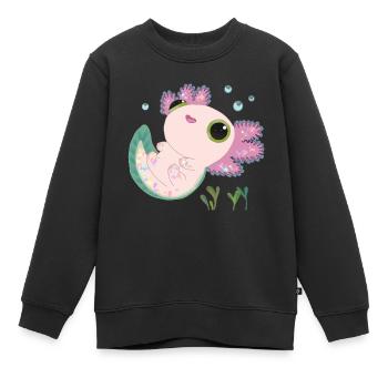 Axolotl doux - Sweat Premium enfant bio - noir - Devant - AI Model Kid Female (0cm)