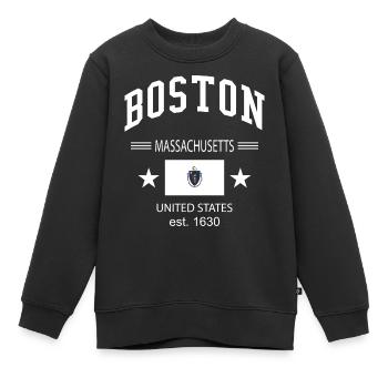 Boston - Kinder Premium Organic Sweatshirt - Schwarz - Vorne - AI Model Kid Female (0cm)