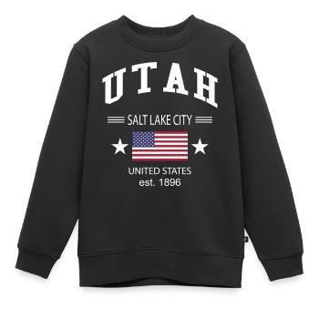 Utah - Kinder Premium Organic Sweatshirt - Schwarz - Vorne - AI Model Kid Female (0cm)