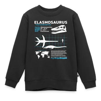 Fiche d’information sur Elasmosaurus - Sweat Premium enfant bio - noir - Devant - AI Model Kid Female (0cm)