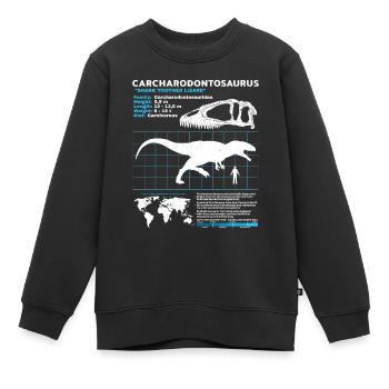Carcharodontosaurus Datenblatt - Kinder Premium Organic Sweatshirt - Schwarz - Vorne - AI Model Kid Female (0cm)
