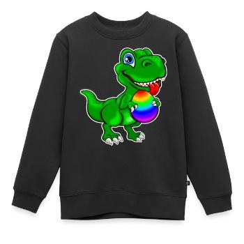 Dino mit Osterei - Kinder Premium Organic Sweatshirt - Schwarz - Vorne - AI Model Kid Female (0cm)