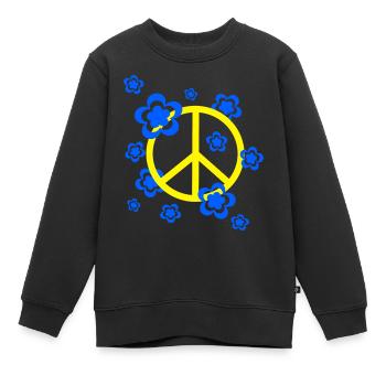 70er Jahre Blume Muster - Kinder Premium Organic Sweatshirt - Schwarz - Vorne - AI Model Kid Female (0cm)