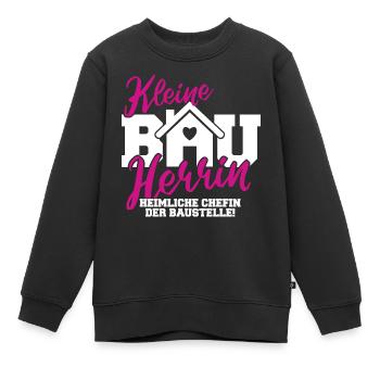 Kleine Bauherrin Spruch Baustelle Hausbau Mädchen - Kinder Premium Organic Sweatshirt - Schwarz - Vorne - AI Model Kid Female (0cm)
