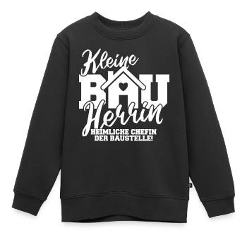Kleine Bauherrin Spruch Baustelle Hausbau Mädchen - Kinder Premium Organic Sweatshirt - Schwarz - Vorne - AI Model Kid Female (0cm)