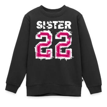 Grande Sœur 2022 Bébé Grossesse Fille - Sweat Premium enfant bio - noir - Devant - AI Model Kid Female (0cm)
