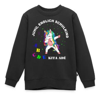 Dabbing Unicorn - Juhu, Kita adé - Kinder Premium Organic Sweatshirt - Schwarz - Vorne - AI Model Kid Female (0cm)