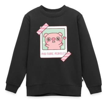 Süßes Schweinchen Schwein Picture Perfect Photo Pun - Kinder Premium Organic Sweatshirt - Schwarz - Vorne - AI Model Kid Female (0cm)
