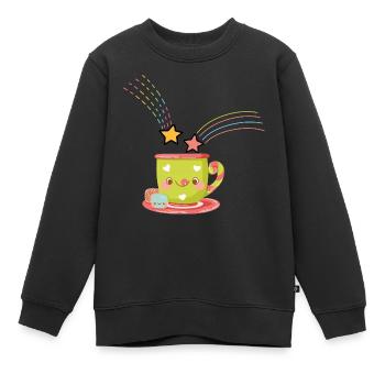 Tasse Kawaii - Sweat Premium enfant bio - noir - Devant - AI Model Kid Female (0cm)