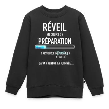Téléchargement Réveil Difficile Humour Famille - Sweat Premium enfant bio - noir - Devant - AI Model Kid Female (0cm)