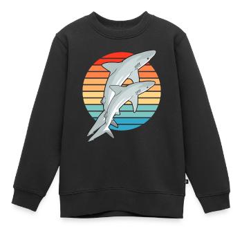 Requin de récif des Caraïbes - Sweat Premium enfant bio - noir - Devant - AI Model Kid Female (0cm)