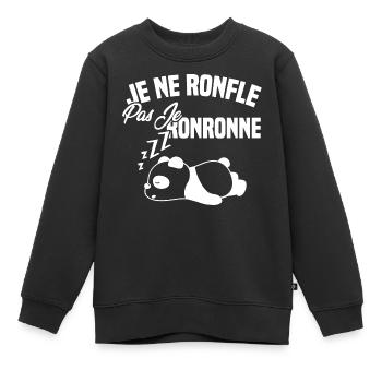 Je ne ronfle pas je ronronne - Sweat Premium enfant bio - noir - Devant - AI Model Kid Female (0cm)