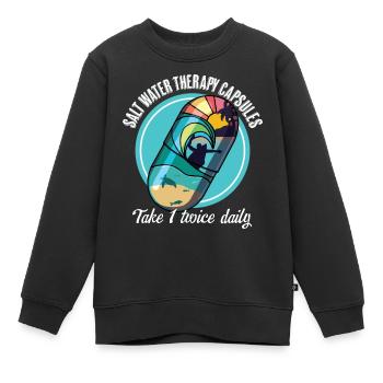 Thérapie à l’eau salée Drôle de surf T-Shirt - Sweat Premium enfant bio - noir - Devant - AI Model Kid Female (0cm)
