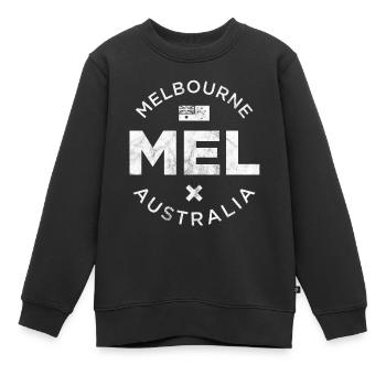 MEL, Melbourne Australien - Kinder Premium Organic Sweatshirt - Schwarz - Vorne - AI Model Kid Female (0cm)