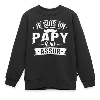 Je suis un papy qui assure, Cadeau Papy - Sweat Premium enfant bio - noir - Devant - AI Model Kid Female (0cm)