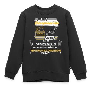 Je suis réceptionniste | Humour réceptionnistes - Sweat Premium enfant bio - noir - Devant - AI Model Kid Female (0cm)