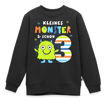 3. Geburtstag Drei kleines Monster Geschenkidee - Kinder Premium Organic Sweatshirt - Schwarz - Vorne - AI Model Kid Female (0cm)