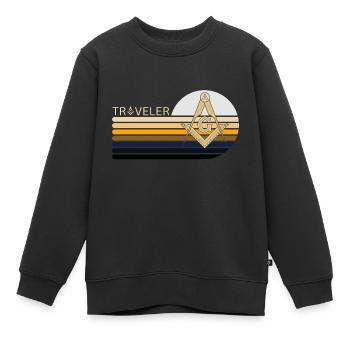 Francs-maçons Franc-maçonnerie Compass Tshirt - Sweat Premium enfant bio - noir - Devant - AI Model Kid Female (0cm)